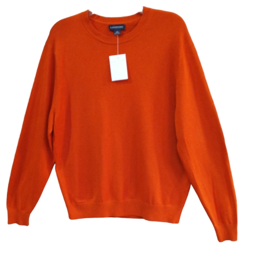 Men's Lands End Salmon Color Long Sleeve Sweater Sz M